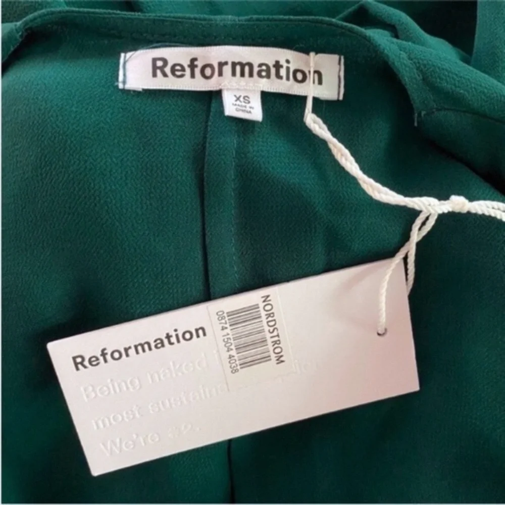 NEW Reformation Winslow Dress Emerald XS - Picture 7 of 17